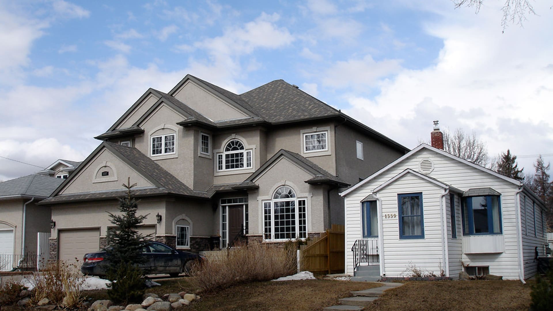 Suburban home with a pitched roof
